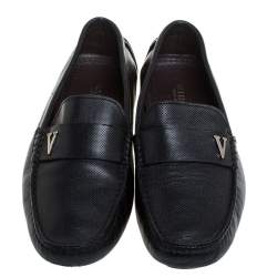 Valentino Black Perforated Leather Driving Loafers Size 41