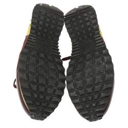 Pre Owned حذاء رياضي فالنتينو "روكرونر" بطراز منخفض من أعلى جلد و سويدي و كانفاس كاموفلاج أزرق و أخضر مقاس 43 