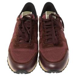 Pre Owned حذاء رياضي فالنتينو "روكرونر" بطراز منخفض من أعلى جلد و سويدي و كانفاس كاموفلاج أزرق و أخضر مقاس 43 