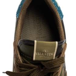 Pre Owned Valentino Multicolor Suede And Leather Camouflage Rockrunner Low Top Sneakers Size 43.5