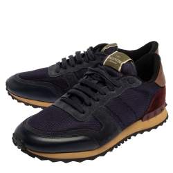 Pre Owned Valentino Multicolor Mesh and Suede Rockrunner Sneakers Size 41