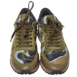 مملوكة مسبقًا حذاء رياضى فالنتينو روكرانر سويدى وجلد مموه كامو متعدد الألوان مقاس 41