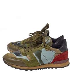 مملوكة مسبقًا حذاء رياضى فالنتينو روكرانر سويدى وجلد مموه كامو متعدد الألوان مقاس 41