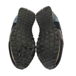 Pre Owned Valentino Black Suede Leather And Mesh Rockrunner Low Top Sneakers Size 43