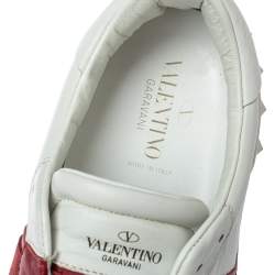 مملوكة مسبقًا Valentino Red/White Leather Elastic Band Sneakers Size 43