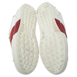 مملوكة مسبقًا Valentino Red/White Leather Elastic Band Sneakers Size 43