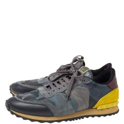 Pre Owned حذاء رياضى فالنتينو منخفض من أعلى روكرانر كاموفلاج جلد وسويدى متعدد الألوان مقاس 45