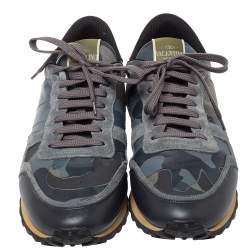 Pre Owned حذاء رياضى فالنتينو منخفض من أعلى روكرانر كاموفلاج جلد وسويدى متعدد الألوان مقاس 45