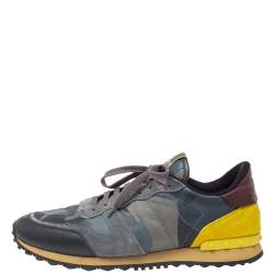 Pre Owned حذاء رياضى فالنتينو منخفض من أعلى روكرانر كاموفلاج جلد وسويدى متعدد الألوان مقاس 45