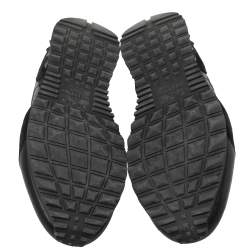 Pre Owned Valentino Black Leather And Suede RockRunner Low Top Sneakers Size 42