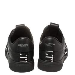 Valentino Black/White Leather And Nylon Fabric VLTN Low Top Sneakers Size 43