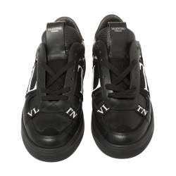Valentino Black/White Leather And Nylon Fabric VLTN Low Top Sneakers Size 43