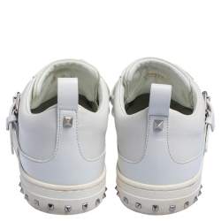 Pre Owned Valentino White Leather Criss Cross Slip On Sneakers Size 42.5