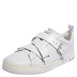 Pre Owned Valentino White Leather Criss Cross Slip On Sneakers Size 42.5