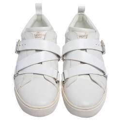 Pre Owned Valentino White Leather Criss Cross Slip On Sneakers Size 42.5