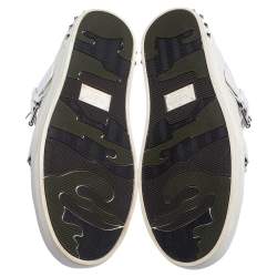 Pre Owned Valentino White Leather Criss Cross Slip On Sneakers Size 42.5