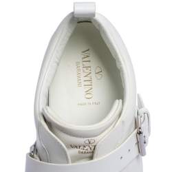 Pre Owned Valentino White Leather Criss Cross Slip On Sneakers Size 42.5