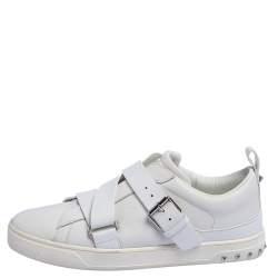 Pre Owned Valentino White Leather Criss Cross Slip On Sneakers Size 42.5