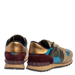 Pre Owned حذاء رياضي فالنتينو روكرونر جلد وسويدي متعدد الألوان كاموفلاغ مقاس 40