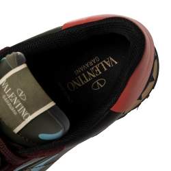 مملوكة مسبقًا Valentino Multicolor Camouflage Canvas, Suede, and Leather Rockrunner Low Top Sneakers Size 46