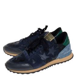 Pre Owned Valentino Multicolor Suede and Leather Rockrunner Star Low Top Sneakers Size 44
