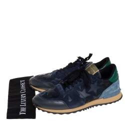 Pre Owned Valentino Multicolor Suede and Leather Rockrunner Star Low Top Sneakers Size 44