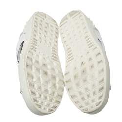 Pre Owned حذاء رياضي فالنتينو روكستد جلد أبيض وأسود منخفض من أعلى مقاس 45