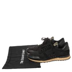 Pre Owned حذاء رياضي فالنتينو ترينر روكستد سويدي وجلد أسود مقاس 43