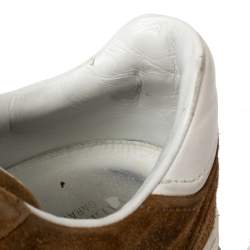 Pre Owned Valentino Brown/White Suede and Leather Flycrew Slip On Sneakers Size 45