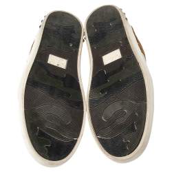 Pre Owned Valentino Brown/White Suede and Leather Flycrew Slip On Sneakers Size 45