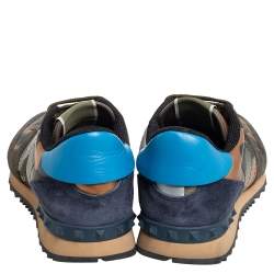 Pre Owned Valentino Multicolor Camouflage Print Canvas And Leather Rockstud Low Top Sneakers Size 41