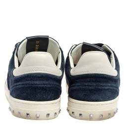 Pre Owned Valentino Blue/White Suede And Leather Flycrew Lace Up Sneakers Size 42