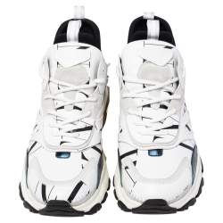 Valentino White/Black Suede and Leather Camouflage Grid Bounce Sneakers Size 44
