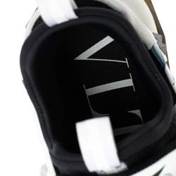 Valentino White/Black Suede and Leather Camouflage Grid Bounce Sneakers Size 44