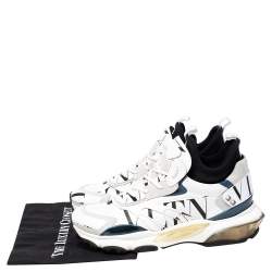 Valentino White/Black Suede and Leather Camouflage Grid Bounce Sneakers Size 44
