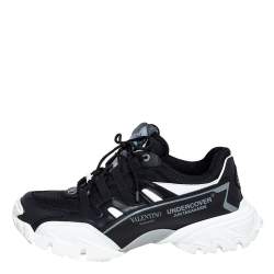 Valentino x Undercover Black Leather and Fabric Climber Sneakers Size 44