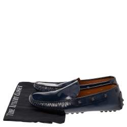 Valentino Navy Blue Patent Leather Rockstud Slip On Loafers Size 42