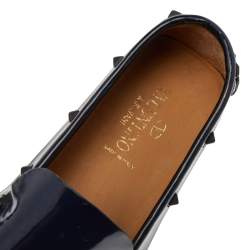 Valentino Navy Blue Patent Leather Rockstud Slip On Loafers Size 42