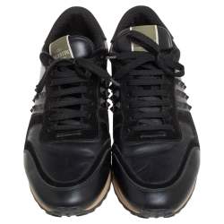 مملوكة مسبقًا حذاء رياضي فالنتينو روكرانر سويدي وجلد أسود مقاس 46