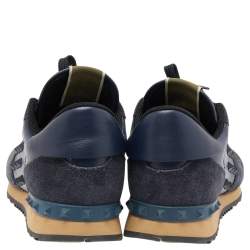 مملوكة مسبقًا حذاء رياضي فالنتينو منخفض من أعلى رروكرانر جلد وسويدي كحلي مقاس 43