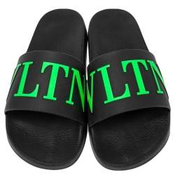 Valentino Black Rubber VLTN Pool Flat Slides Size 43