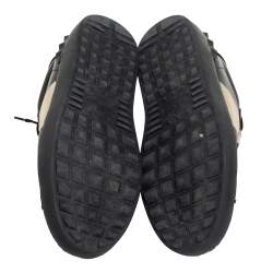 Valentino Black/Metallic Gold Band Leather Open Low Top Sneakers Size 41