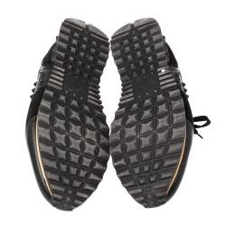 Valentino Black Leather And Suede Rockstud Sneakers Size 45