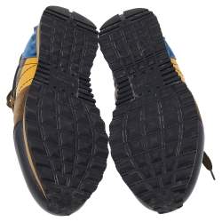 Pre Owned Valentino Multicolor Camouflage Leather And Suede Rockrunner Low Top Sneakers Size 41