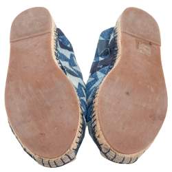 Pre Owned Valentino Blue Denim Stars Espadrille Flat Sandals Size 42