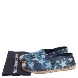 Pre Owned Valentino Blue Denim Stars Espadrille Flat Sandals Size 42