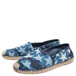 Pre Owned Valentino Blue Denim Stars Espadrille Flat Sandals Size 42
