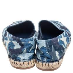 Pre Owned Valentino Blue Denim Stars Espadrille Flat Sandals Size 42