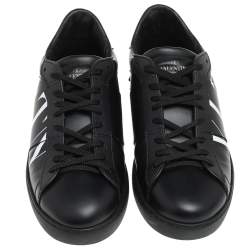 Pre Owned Valentino Black Leather VLTN Low Top Sneakers Size 42.5
