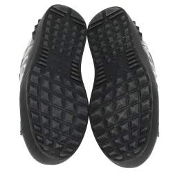 Pre Owned Valentino Black Leather VLTN Low Top Sneakers Size 42.5